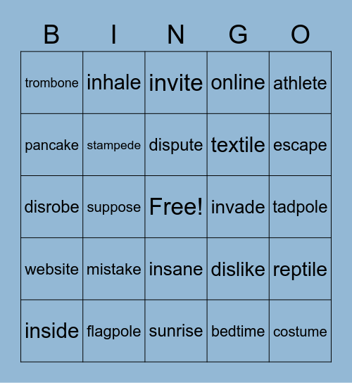 Rabbit Syllables with vCe Bingo Card