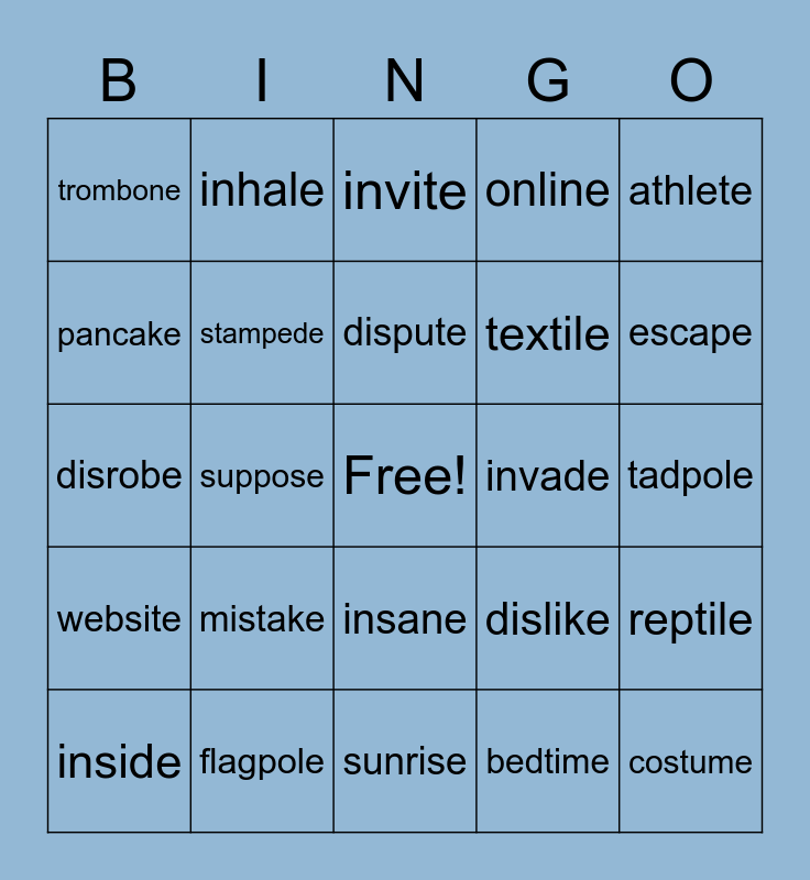 Rabbit Syllables with vCe Bingo Card