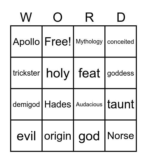 Wordo! Bingo Card