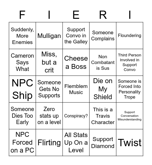 This is one spicy emblem Bingo Card