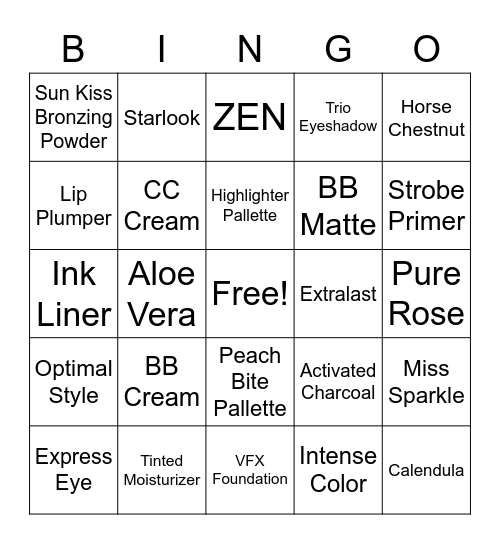 Farmasi Bingo Card