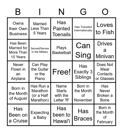 Perron Family Reunion Bingo Card