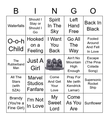 Marvel Music Bingo Card