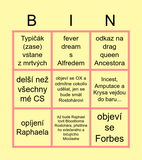 Exaliiny Crossover Souls Bingo Card