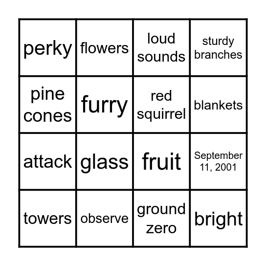 2.3  What is Chirping in the Tree/Ground Zero Bingo Card