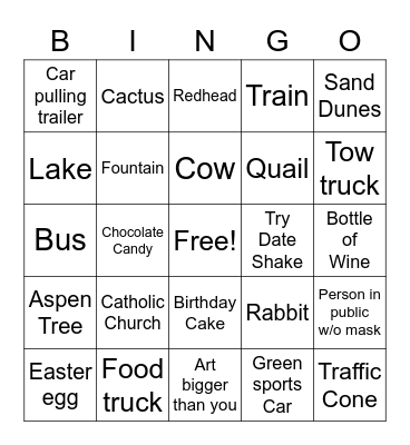 Easter Break 2021 Bingo Card