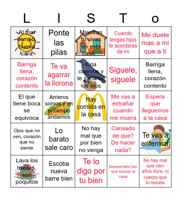 Dice Mi Mamá Bingo Card