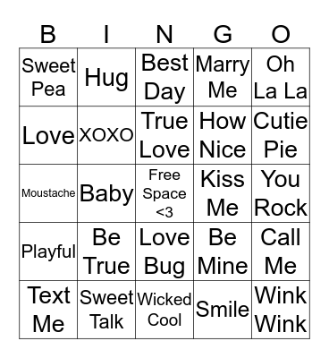 VALENTINES DAY Bingo Card