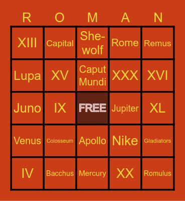 All About Rome Bingo Card