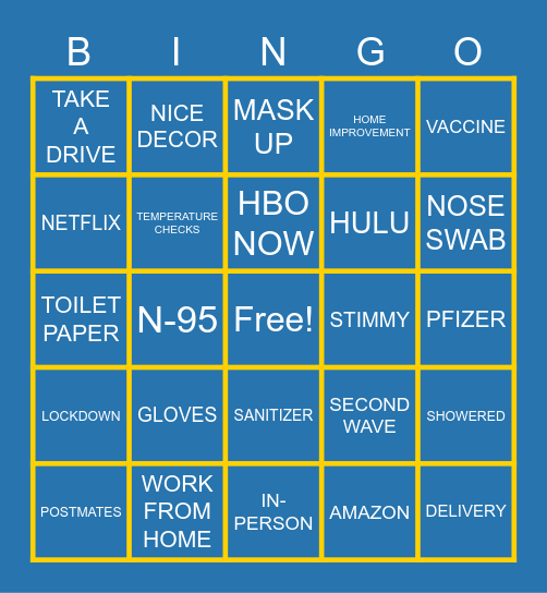 PANDEMIC Bingo Card