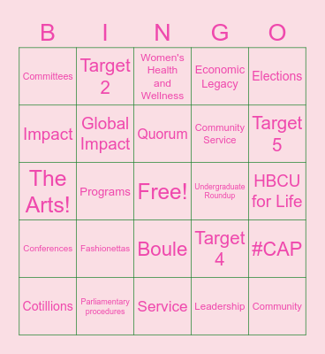 Working Hard for AKA Bingo Card