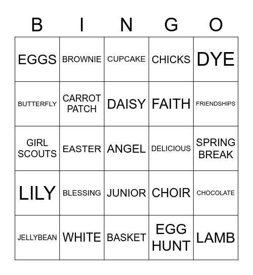 Troop Easter Bingo Card