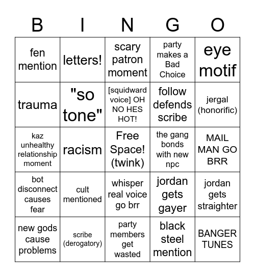 keron bingo Card