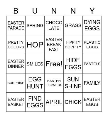 Easter/Spring Bingo Card