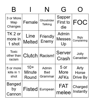 84th Bingo Card
