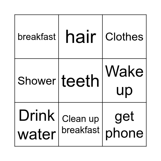 Morning Bingo Card