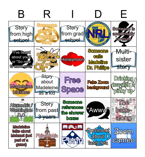 Madeleine's Bridal Shower ParTea Bingo Card