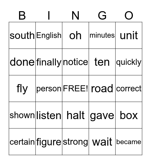 Fry's Fifth 100 (401-418 & Fourth 100 Review) Bingo Card