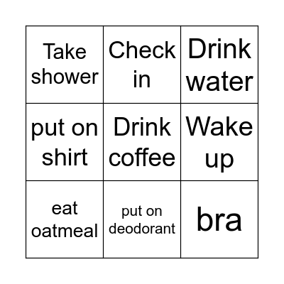 Morning Bingo Card