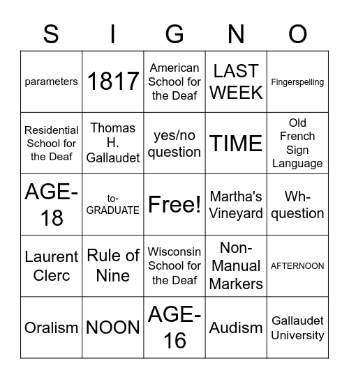 Unit 9 Bingo Card