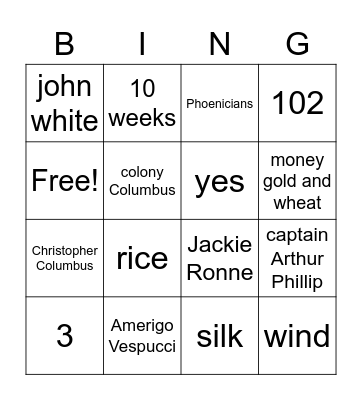 Avery Rush Bingo Card