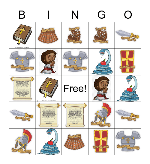 Armor of God Bingo Card