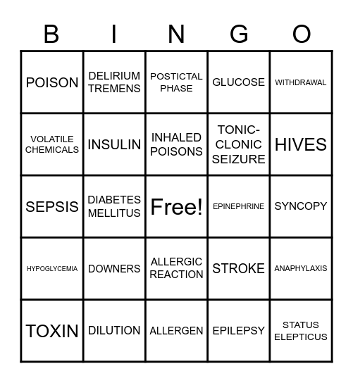 CH 19, 20 & 21 BINGO Card