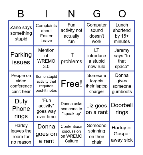 WREMO Day Bingo Card