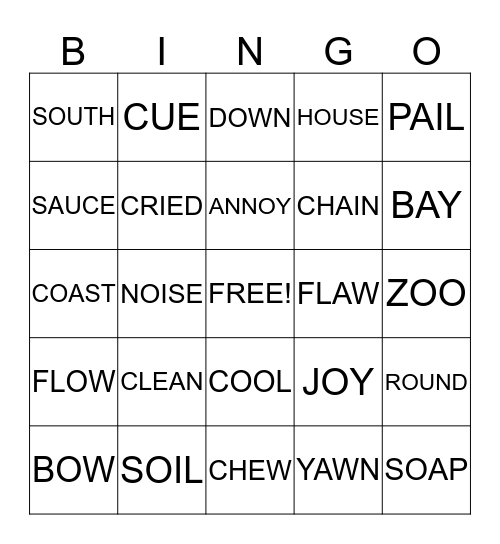 Vowel Digraphs Bingo Card