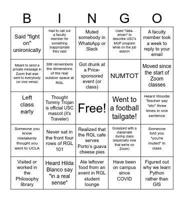 50 Days til graduation - MUP bingo! Bingo Card