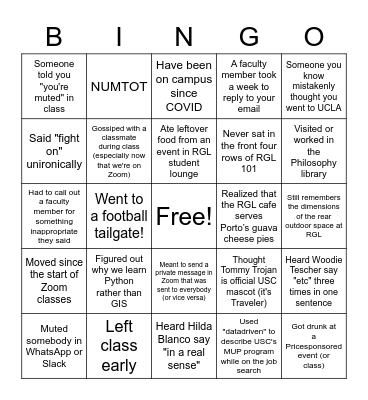 50 Days Til Graduation Bingo Card