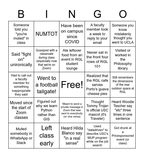 50 Days Til Graduation Bingo Card