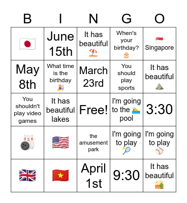 Grade 5 ISS Final review Bingo Card