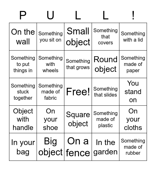 Scavenger Hunt For Objects You Can Pull Bingo Card