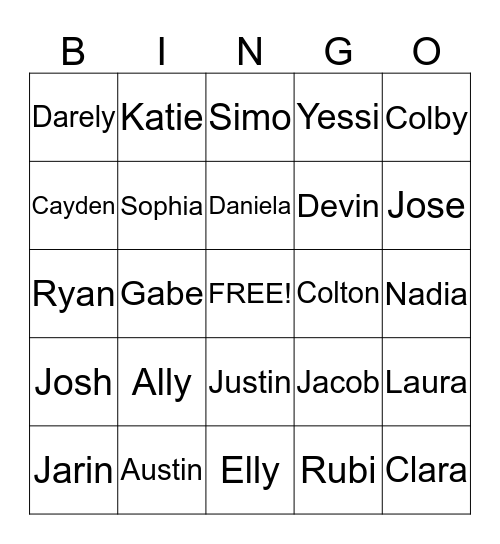Barth Bingo Card