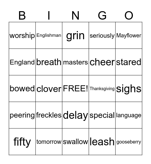 Bear's Bingo Card