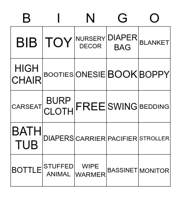 NICOLE AND HUY'S BABY SHOWER BINGO Card