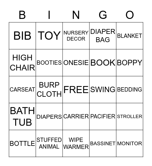 NICOLE AND HUY'S BABY SHOWER BINGO Card