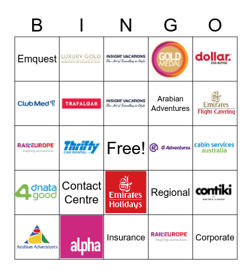 dnata Travel Bingo Card