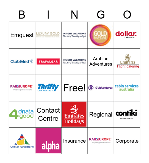 dnata Travel Bingo Card