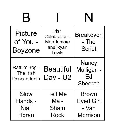 St Patricks Day ☘ Bingo Card