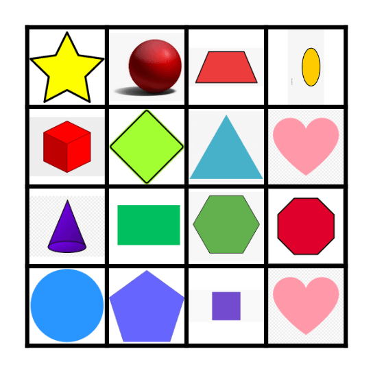 2D and 3D Shape Bingo Card