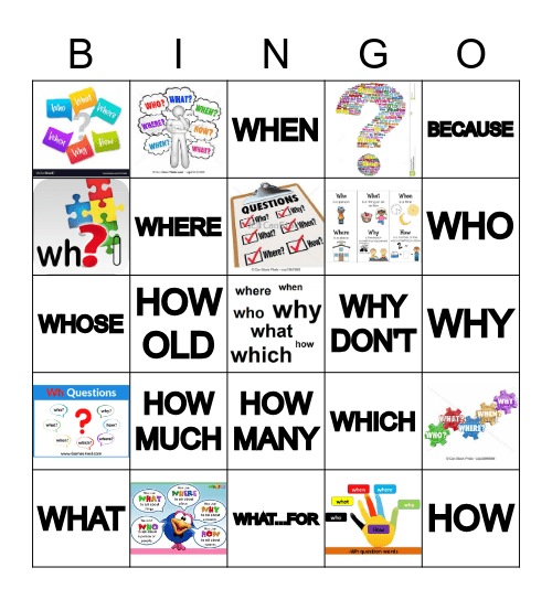 WH QUESTIONS Bingo Card