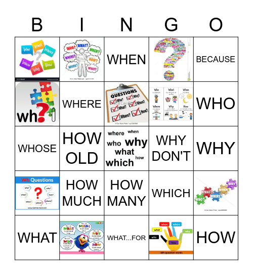 WH QUESTIONS Bingo Card