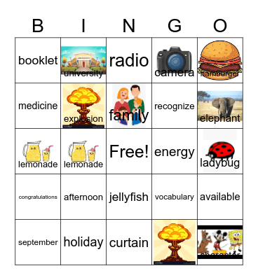 Multisyllabic Bingo Card