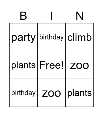 A Party for Panda Bingo Card