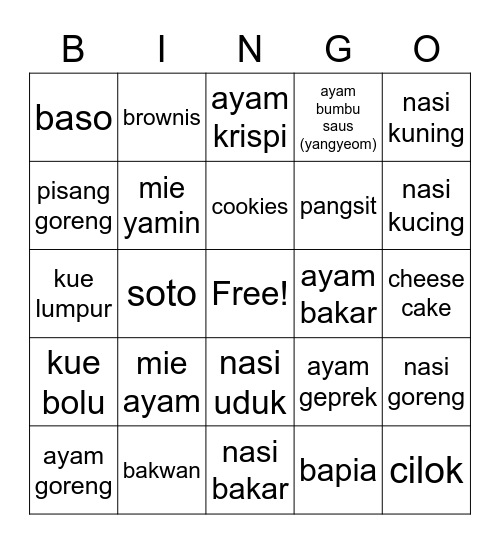 BINGO W/ STARLIGHT Bingo Card