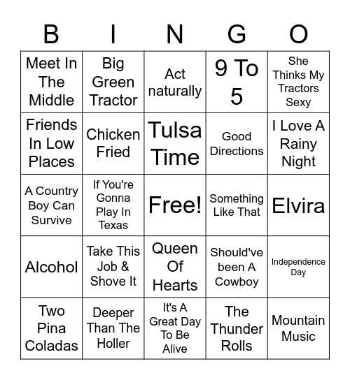Beef's Country Bingo Card