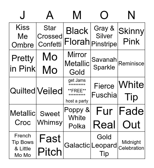 Jamberry Nails Get Your Jam On! Bingo Card