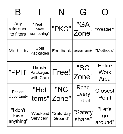 Monday, April 5, 2021 Weekly Package IE Training Bingo Card